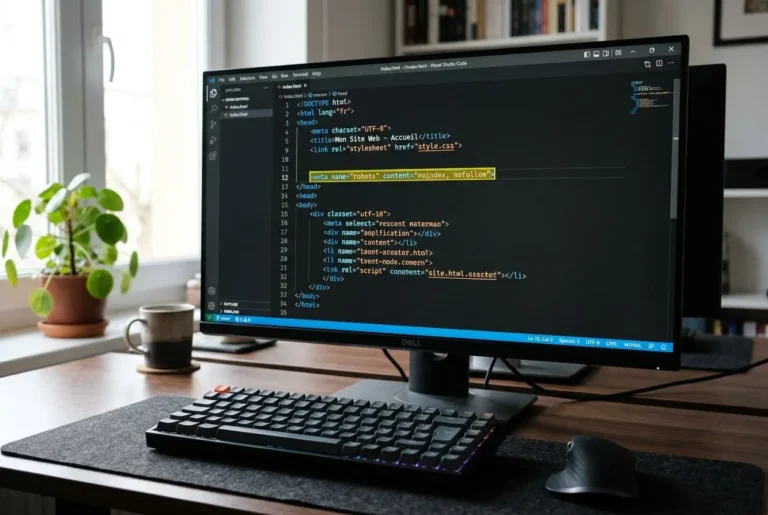 Balise noindex visible dans l'éditeur HTML