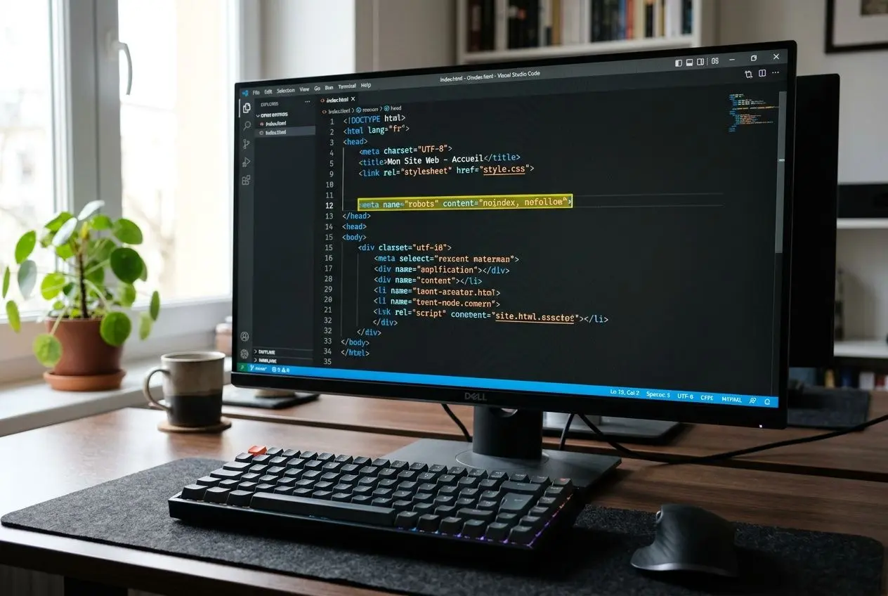 Balise noindex visible dans l'éditeur HTML