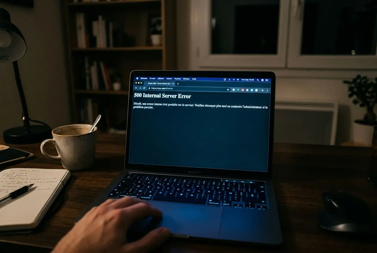 Écran affichant une erreur 500 sur WordPress