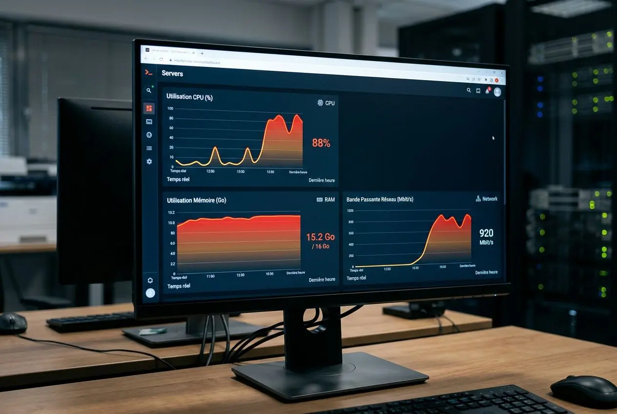 Tableau de bord de monitoring des ressources serveur