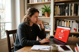 Avertissement site dangereux sur un écran d'ordinateur