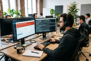 Développeur diagnostiquant une erreur critique WordPress