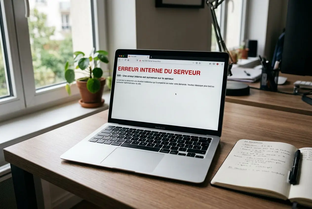 Écran affichant une erreur 500 interne du serveur WordPress