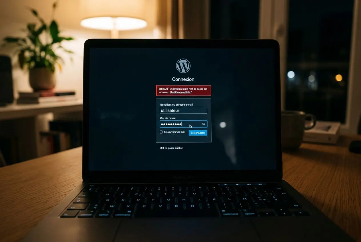 Erreur sur la page de connexion WordPress