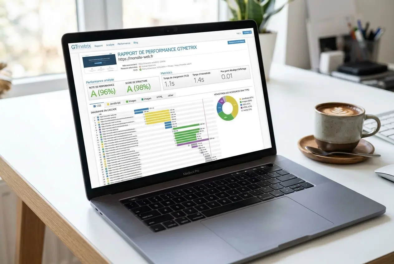 Rapport d'analyse de performance GTmetrix pour WooCommerce