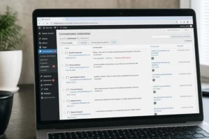 Tableau de bord WordPress avec spam de commentaires