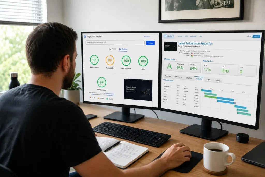 Analyse des performances d'un site WordPress avec PageSpeed Insights et GTmetrix