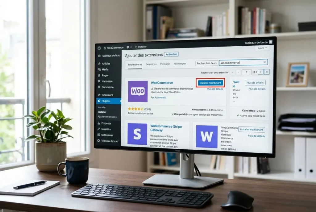 Installation de WooCommerce depuis le tableau de bord WordPress