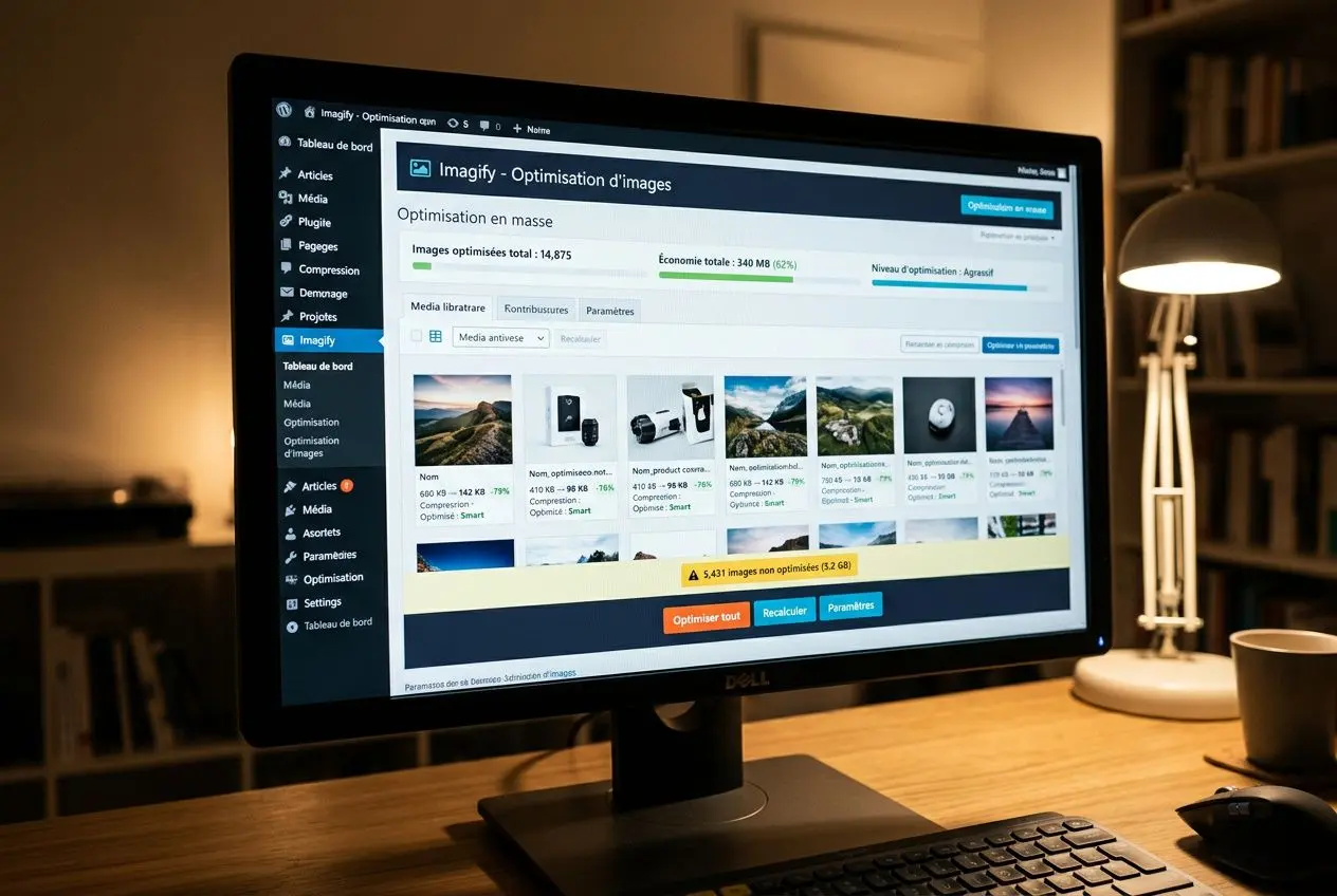 Interface de plugin d'optimisation d'images dans WordPress